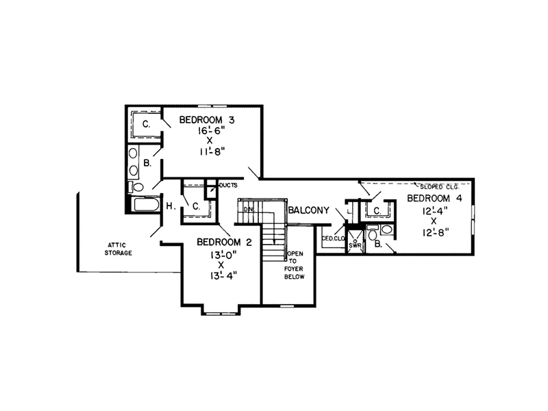 Modern House Plan Second Floor - Pickett Tudor Style Home 038D-0340 - Shop House Plans and More