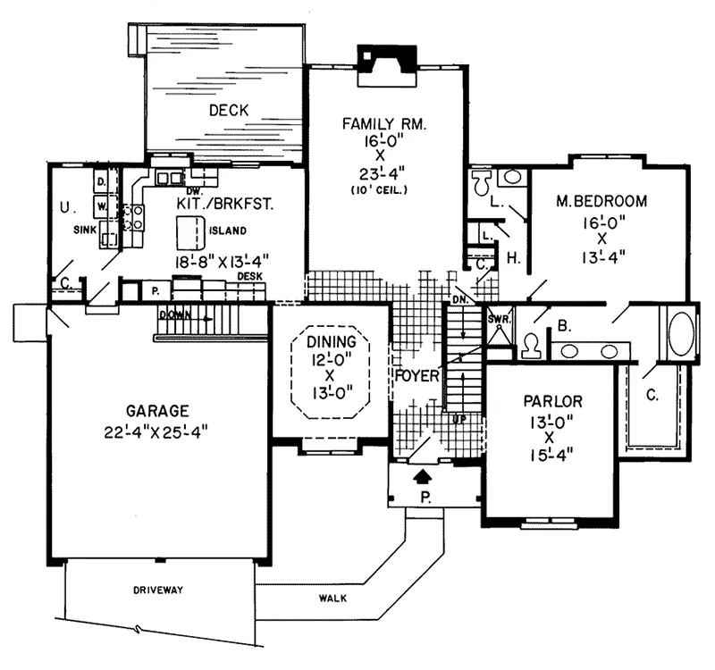 Country House Plan First Floor - Michal European Home 038D-0342 - Shop House Plans and More