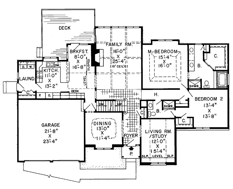 Tudor House Plan First Floor - Conley Traditional Home 038D-0344 - Search House Plans and More