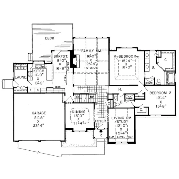 Southern House Plan First Floor - Conley Traditional Home 038D-0344 - Search House Plans and More