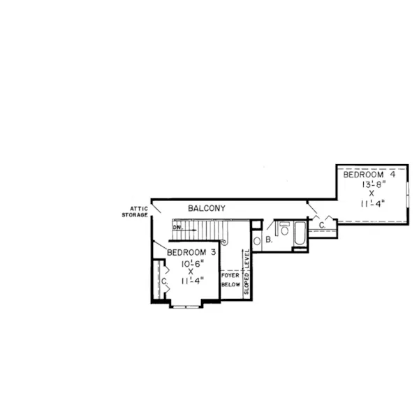 Southern House Plan Second Floor - Conley Traditional Home 038D-0344 - Search House Plans and More