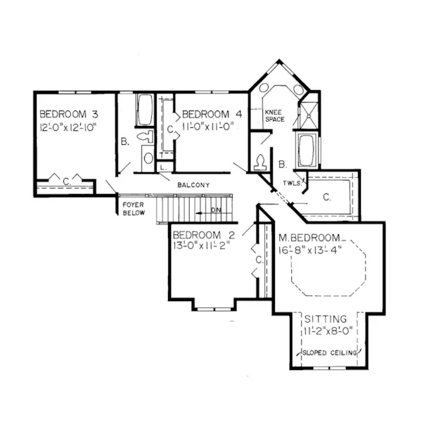 Country House Plan Second Floor - Hanna Crossing Craftsman Home 038D-0345 - Search House Plans and More