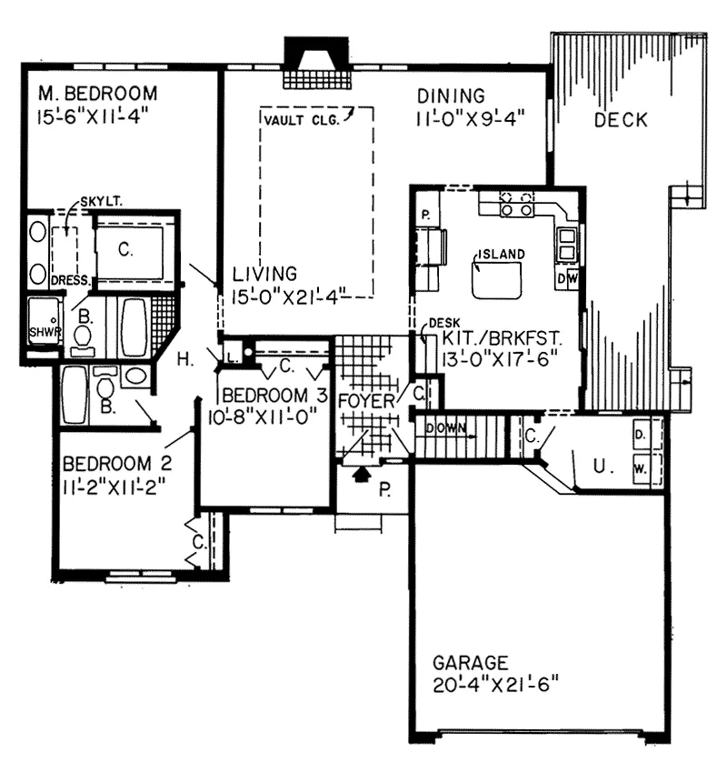 Traditional House Plan First Floor - Romany Park Ranch Home 038D-0346 - Shop House Plans and More