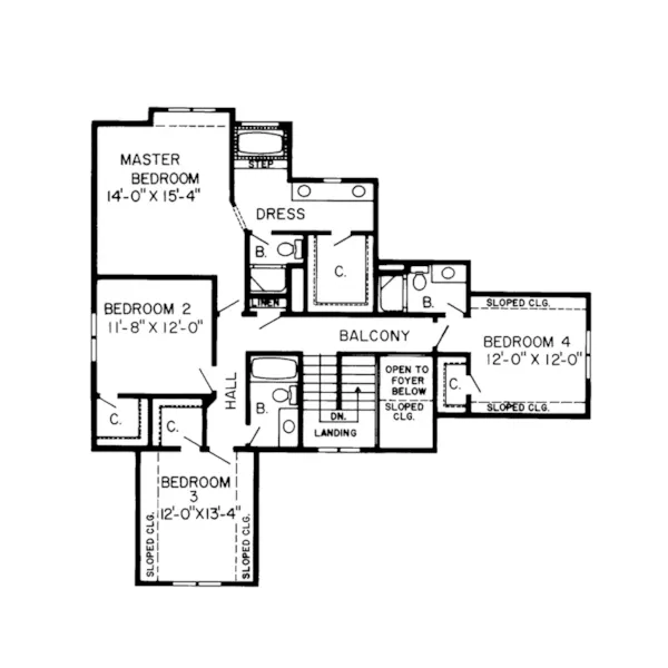 Contemporary House Plan Second Floor - Ferman Country French Home 038D-0348 - Search House Plans and More