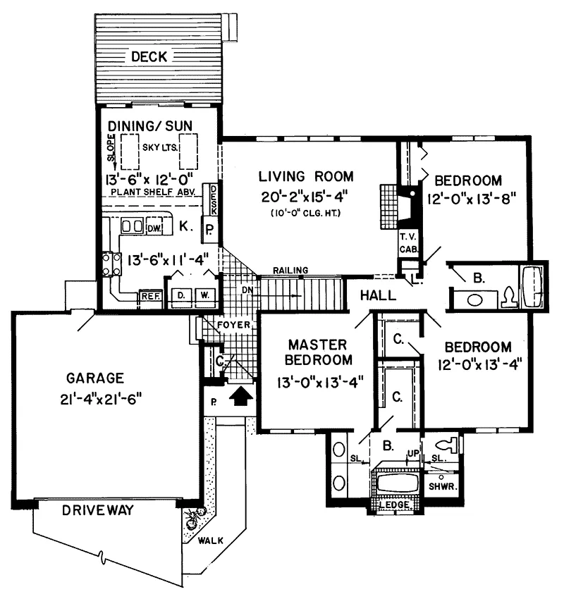 Modern House Plan First Floor - Evergreen Place Ranch Home 038D-0350 - Search House Plans and More
