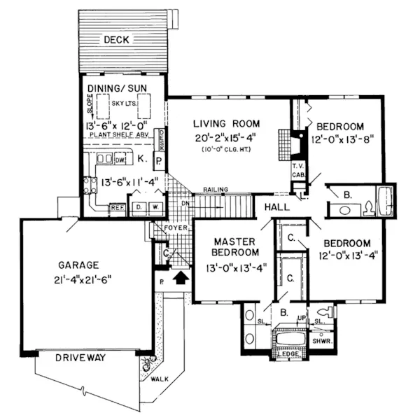 Traditional House Plan First Floor - Evergreen Place Ranch Home 038D-0350 - Search House Plans and More