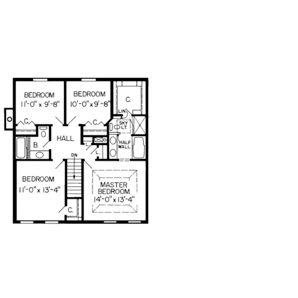 Colonial House Plan Second Floor - Moreau Creek Colonial Home 038D-0356 - Shop House Plans and More