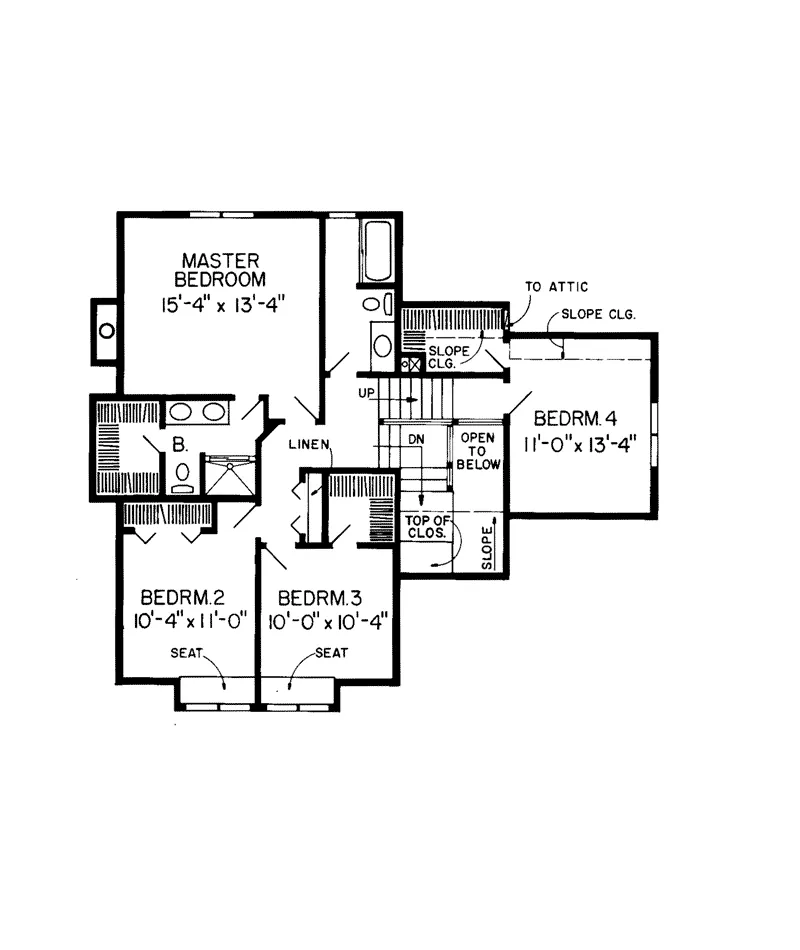 Contemporary House Plan Second Floor - Bluff Creek Traditional Home 038D-0357 - Search House Plans and More