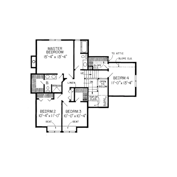 Country House Plan Second Floor - Bluff Creek Traditional Home 038D-0357 - Search House Plans and More