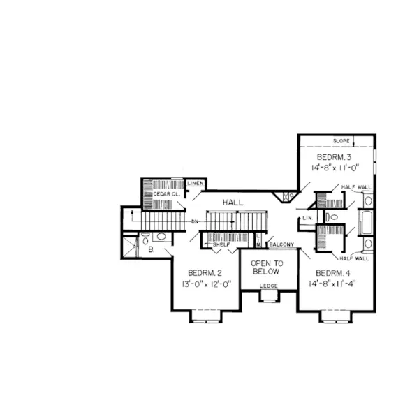 Tudor House Plan Second Floor - Mossburn Luxury Tudor Home 038D-0361 - Shop House Plans and More