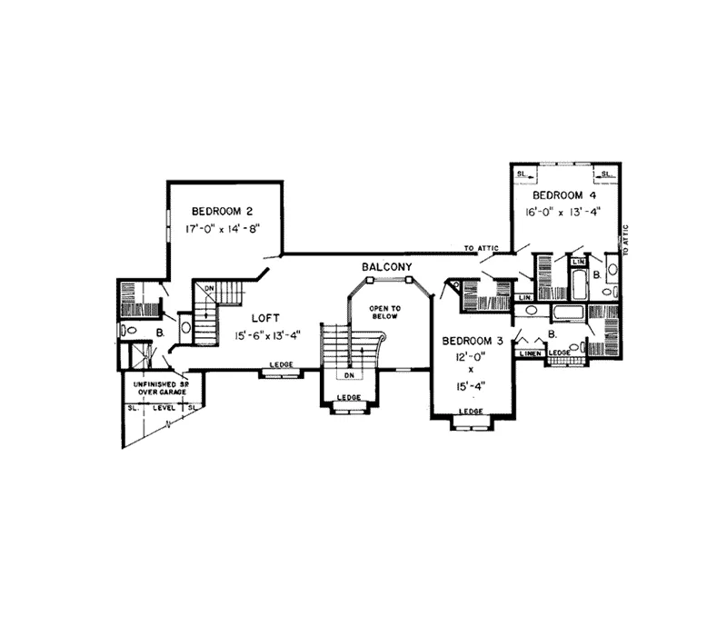 Modern House Plan Second Floor - Kingsley Tudor Home 038D-0365 - Search House Plans and More