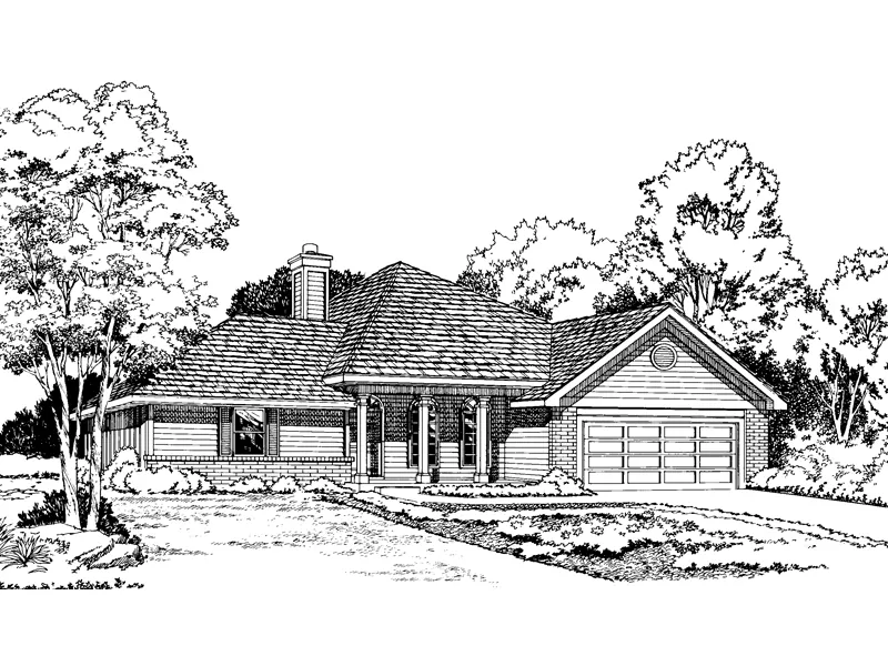 Columns In Front Accent This Ranch Plan