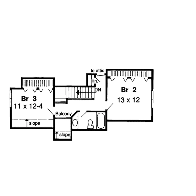 Cabin & Cottage House Plan Second Floor - Bentree Traditional Home 038D-0373 - Search House Plans and More