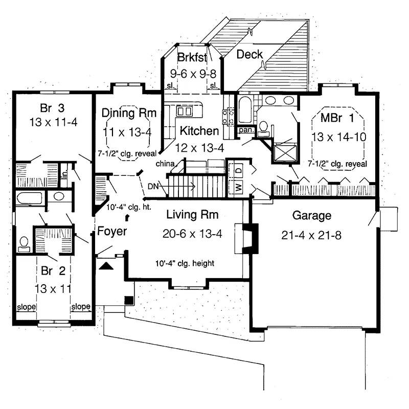 Ranch House Plan First Floor - Darren Ranch Home 038D-0377 - Search House Plans and More