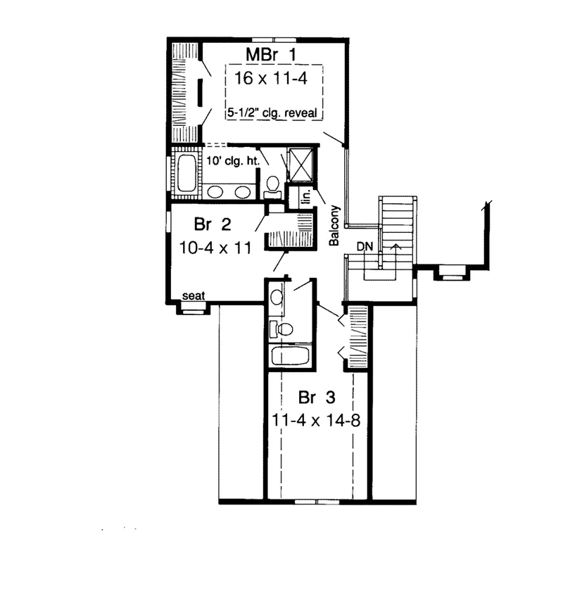 Shingle House Plan Second Floor - Danielle Creek Country Home 038D-0378 - Search House Plans and More