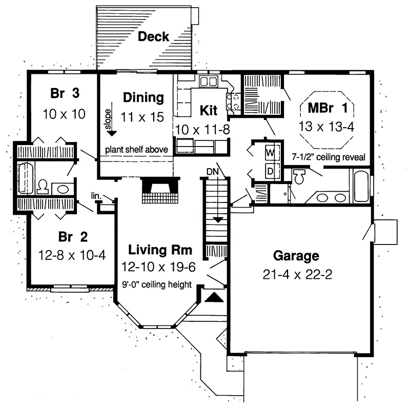 Ranch House Plan First Floor - Winegard Ranch Home 038D-0382 - Shop House Plans and More