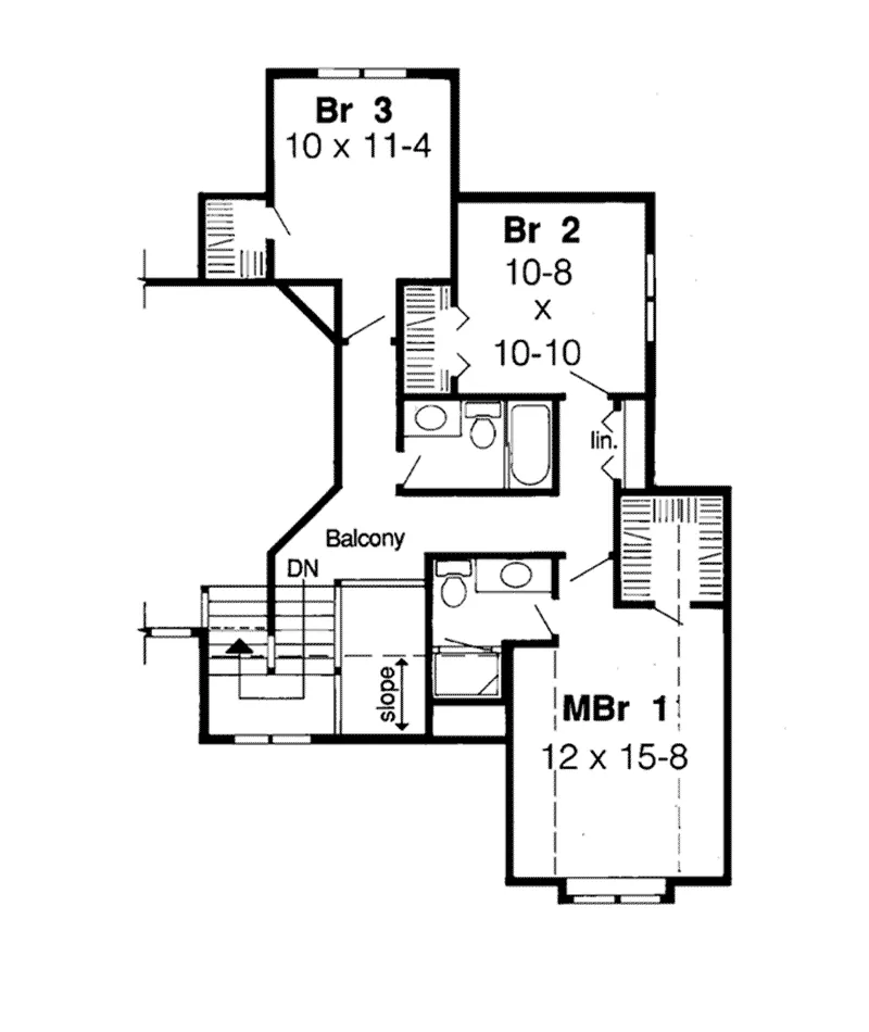 Modern House Plan Second Floor - Evenson Traditional Home 038D-0383 - Search House Plans and More