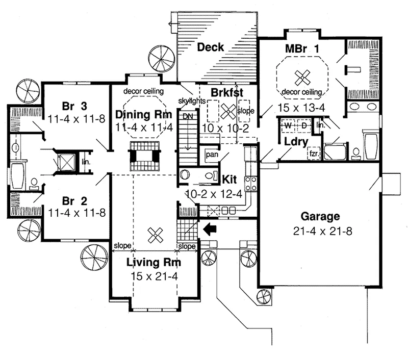 Traditional House Plan First Floor - Fabian Traditional Ranch Home 038D-0386 - Search House Plans and More