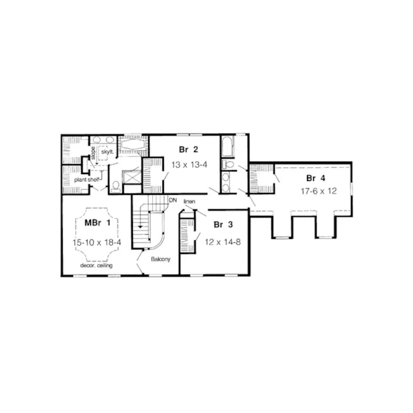 Early American House Plan Second Floor - Boursin Early American Home 038D-0389 - Search House Plans and More