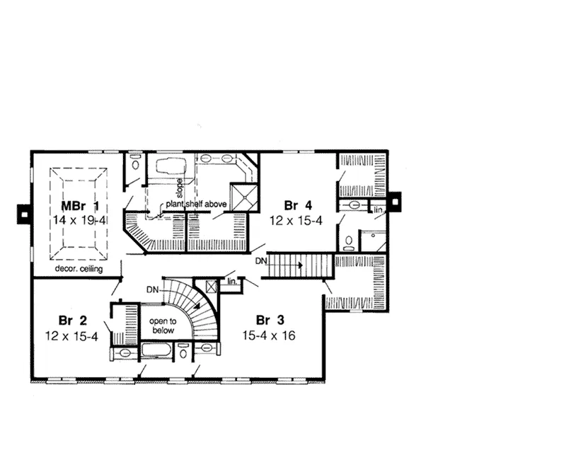Traditional House Plan Second Floor - Meek Meadows Plantation Home 038D-0391 - Shop House Plans and More