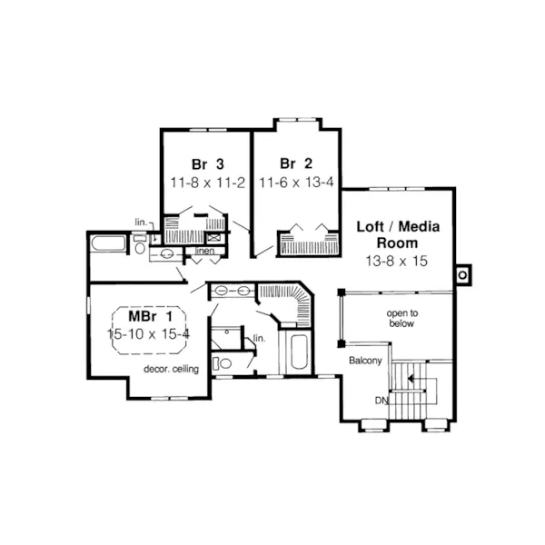 Contemporary House Plan Second Floor - Holden Hill Traditional Home 038D-0392 - Search House Plans and More