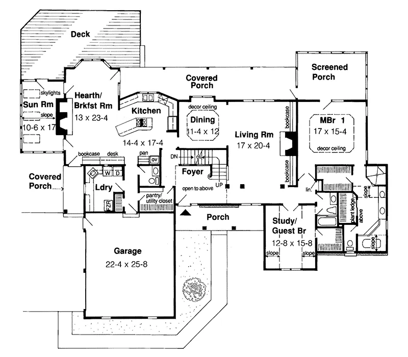 Traditional House Plan First Floor - Cherokee Hill Country Home 038D-0395 - Search House Plans and More