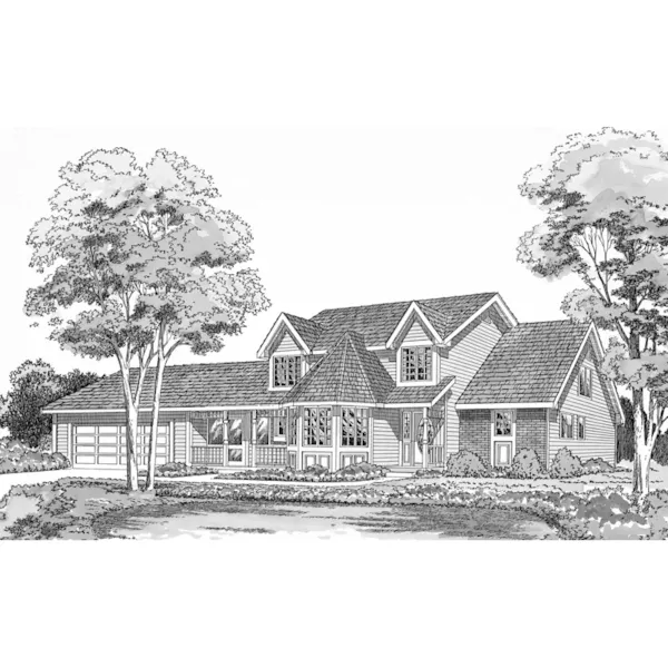 Traditional Country Home With Focal Turret