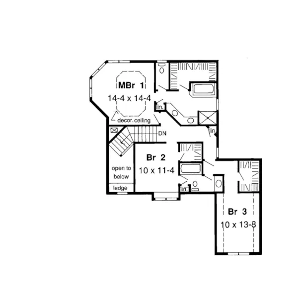 Southern House Plan Second Floor - Chivetta Country Home 038D-0399 - Search House Plans and More