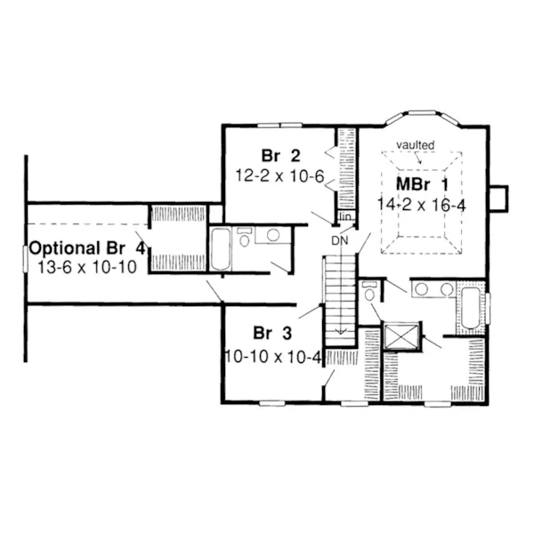 Traditional House Plan Second Floor - Tacoma Hill Colonial Home 038D-0405 - Shop House Plans and More