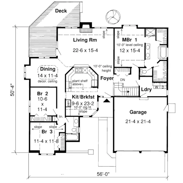 Ranch House Plan First Floor - Wilson's Farm Ranch Home 038D-0413 - Shop House Plans and More