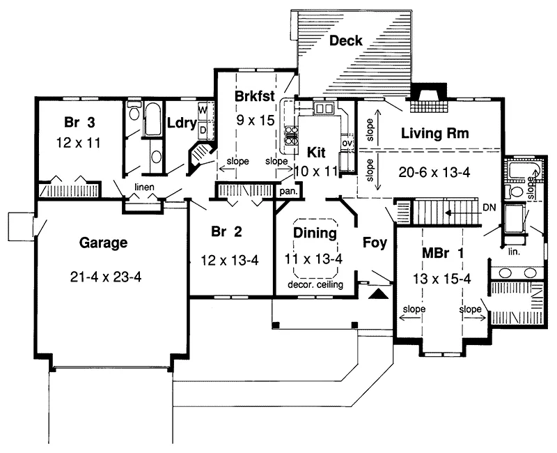Traditional House Plan First Floor - Wilstead Ranch Home 038D-0414 - Shop House Plans and More