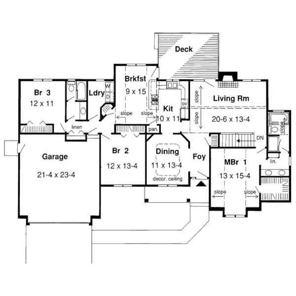 Traditional House Plan First Floor - Wilstead Ranch Home 038D-0414 - Shop House Plans and More