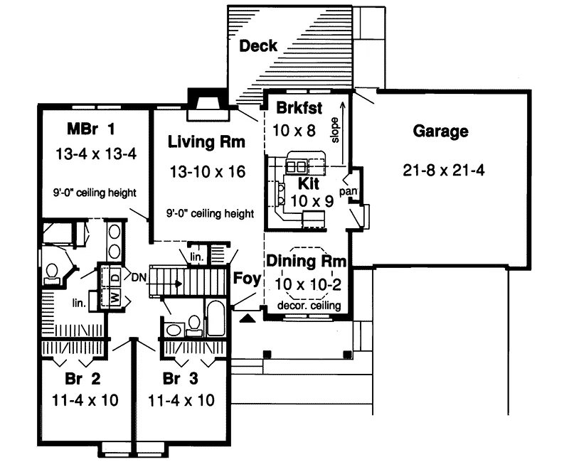 Traditional House Plan First Floor - Kassenbaum Ranch Home 038D-0417 - Search House Plans and More