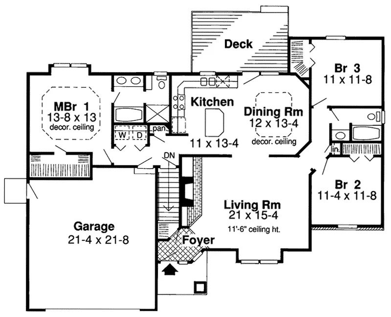 Ranch House Plan First Floor - Ottsen Farm Ranch Home 038D-0418 - Shop House Plans and More