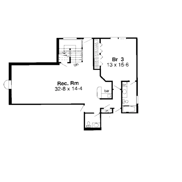 Ranch House Plan Lower Level Floor - Huntington Valley Ranch Home 038D-0423 - Search House Plans and More