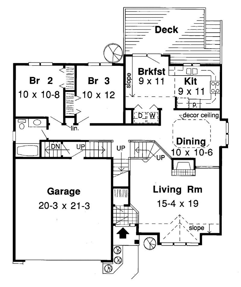 Contemporary House Plan First Floor - Exmoor Ranch Home 038D-0424 - Search House Plans and More
