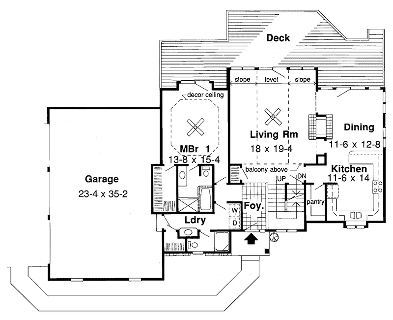 Lake House Plan First Floor - High Hill Contemporary Home 038D-0425 - Search House Plans and More