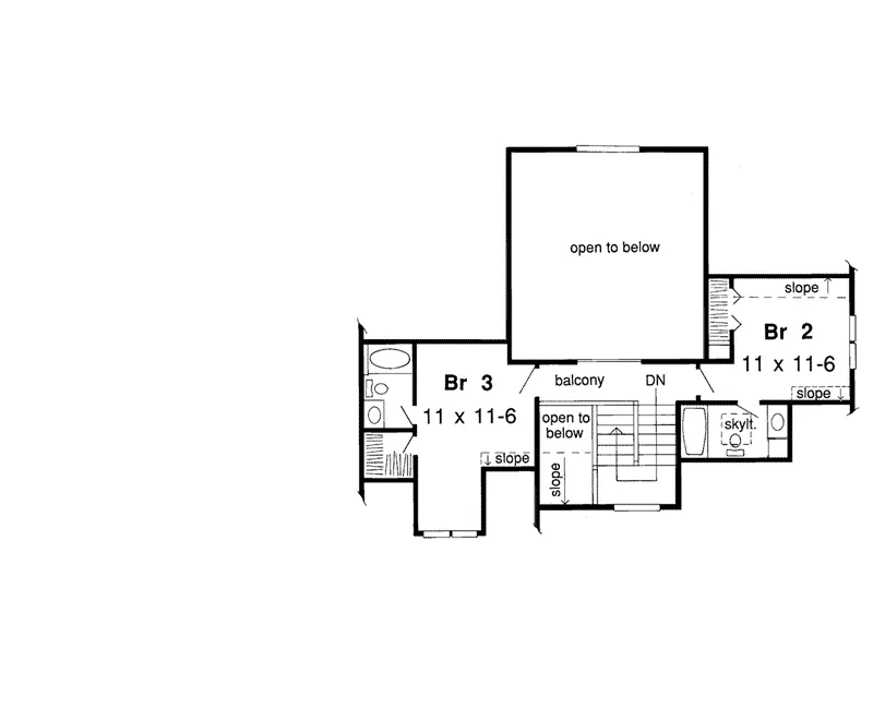 Mountain House Plan Second Floor - High Hill Contemporary Home 038D-0425 - Search House Plans and More