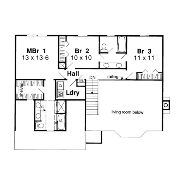 English Cottage House Plan Second Floor - Northwood Traditional Home 038D-0431 - Shop House Plans and More