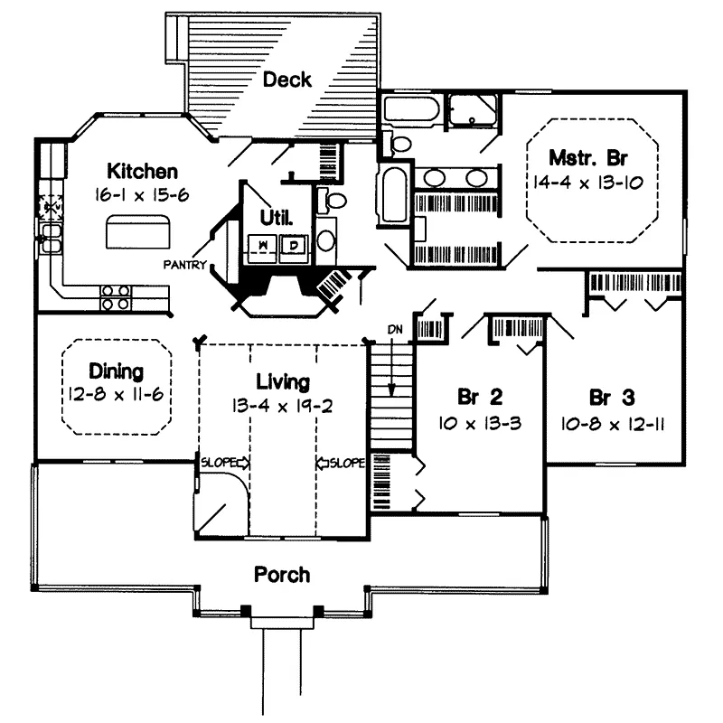 Ranch House Plan First Floor - Parkland Woods Country Home 038D-0433 - Shop House Plans and More