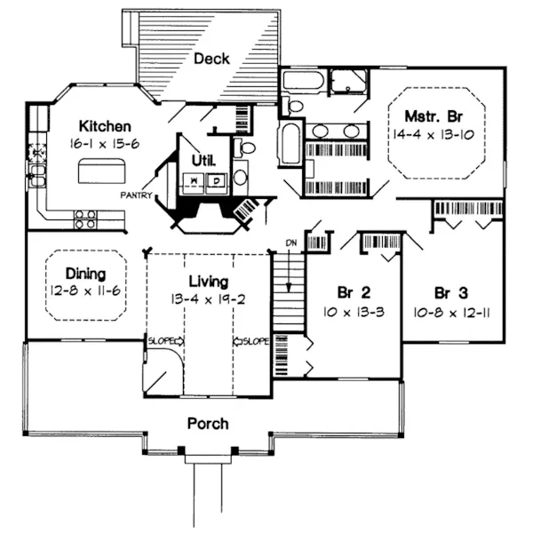 Ranch House Plan First Floor - Parkland Woods Country Home 038D-0433 - Shop House Plans and More