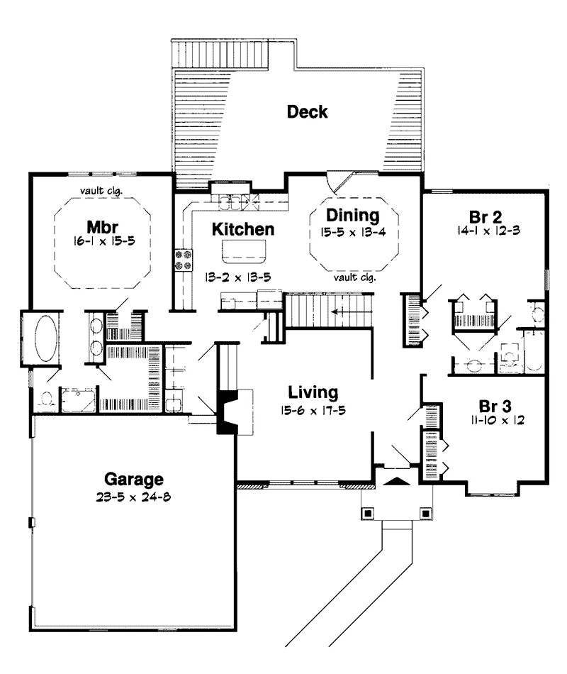 Modern House Plan First Floor - Elder Traditional Home 038D-0434 - Search House Plans and More