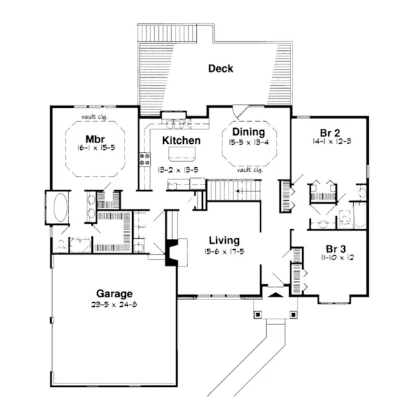 Modern House Plan First Floor - Elder Traditional Home 038D-0434 - Search House Plans and More