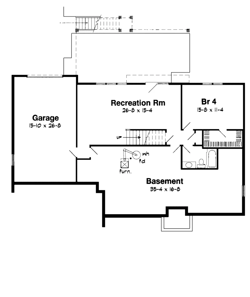 Prairie House Plan Lower Level Floor - Elder Traditional Home 038D-0434 - Search House Plans and More