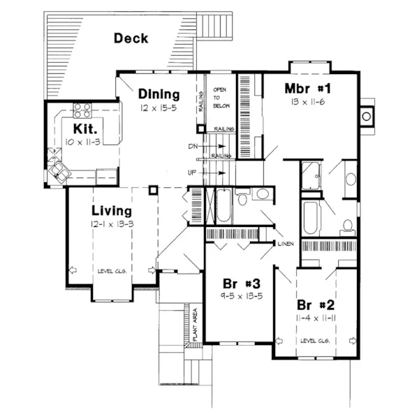 Traditional House Plan First Floor - Armand Place Split-Level Home 038D-0439 - Search House Plans and More