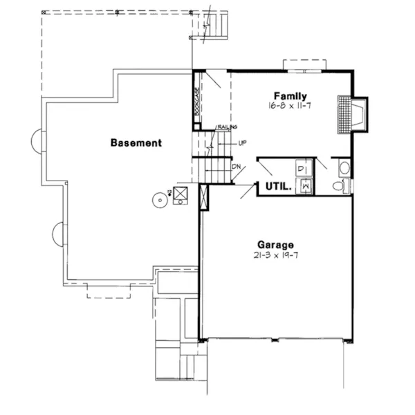 Traditional House Plan Lower Level Floor - Armand Place Split-Level Home 038D-0439 - Search House Plans and More