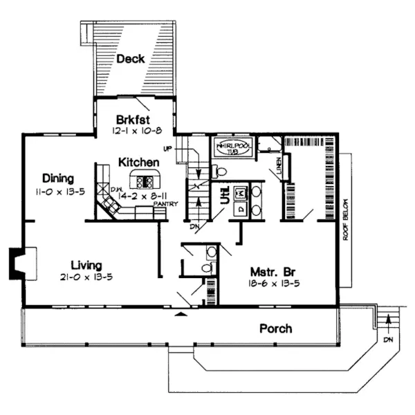 Southern House Plan First Floor - Golfcrest Relaxing Acadian Home 038D-0442 - Search House Plans and More