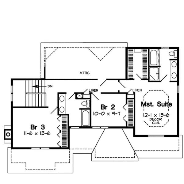 Traditional House Plan Second Floor - Preakness Traditional Home 038D-0443 - Shop House Plans and More