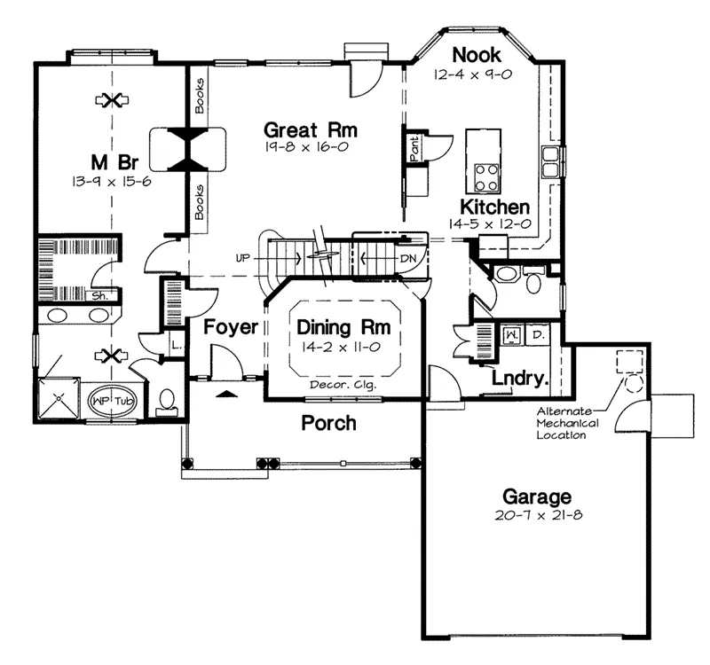 Southern House Plan First Floor - Westmoore Country Home 038D-0450 - Shop House Plans and More