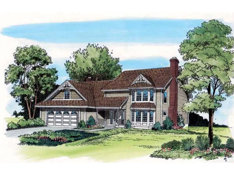 Gingerbread Trim Adds To This Country Home Plan